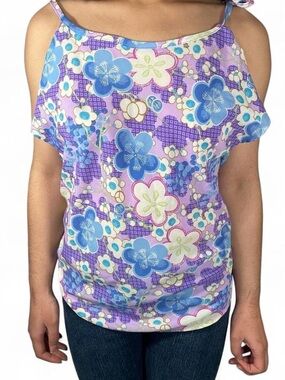 Purple Mod Floral Gtaphic Cami Tank with adjustable straps Reference